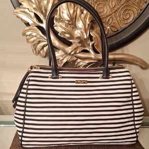 NWOT Kate Spade Black and White Striped Satchel